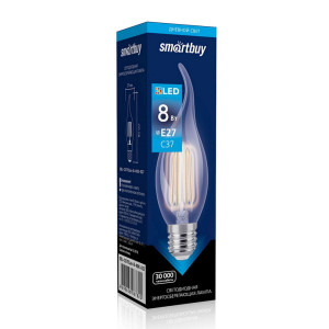 Лампа светодиодная SmartBuy SBL-C37FCan-8-40K-E27 Led FIL Свеча на ветру