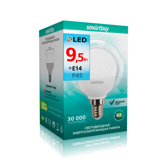 Лампа светодиодная SmartBuy SBL-Р45-9_5-40К-Е14 Led