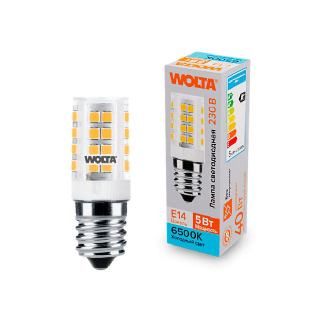 Лампа светодиодная Wolta WSTD-JCD-5W6KE14-C 5Вт 460лм 6500К Е14 для холодильника