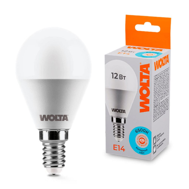 Лампа светодиодная Wolta 25W45GL12E14 G45 12Вт 1050лм 6500К Е14