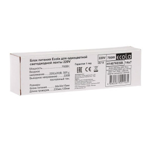 Блок питания Ecola H1407KESB Led strip 220V IP20 700W 14*7 IP68 для лент с кабелем муфтой разъемом и вилкой