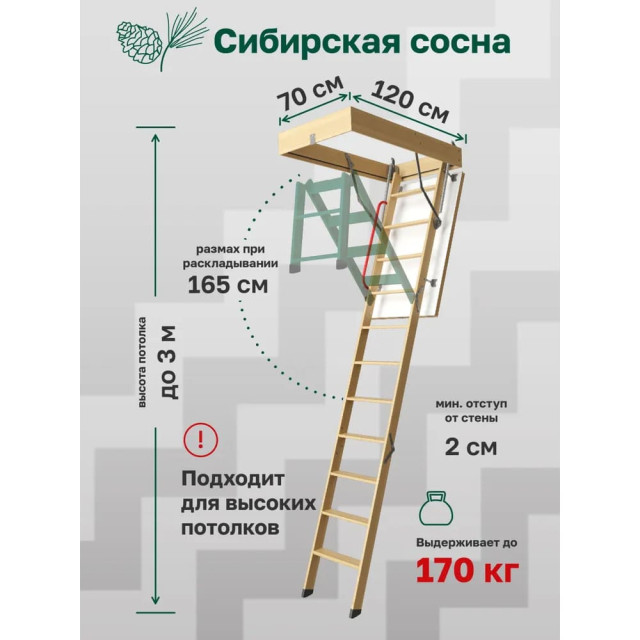 Лестница чердачная Docke Premium zasr-1099 70*120*300 см
