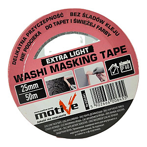 Лента малярная MotiVe Washi Extra Light розовая 25 мм*50 м