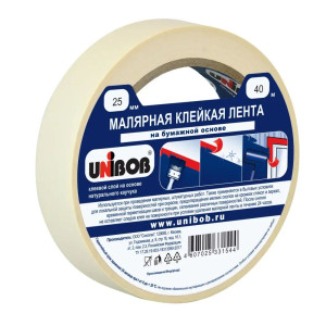 Лента малярная Unibob 37960 белая 25 мм*40 м