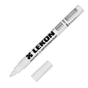 Маркер Lekon 011902 с нитроэмалью белый лаковый 2 мм