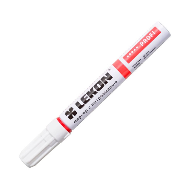 Маркер Lekon Profi с нитроэмалью овальный наконечник красный 4 мм