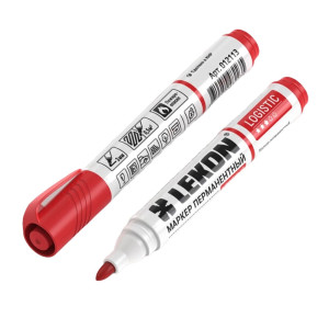 Маркер Lekon Logistic перманентный красный пулевидный наконечник 3 мм