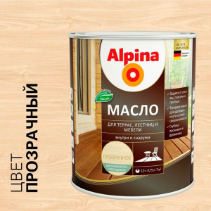 Масло Alpina 948107143 для террас лестниц и мебели бесцветное 0.75 л
