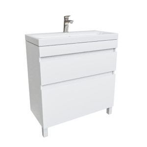 Тумба напольная Iddis Zodiac с умывальником с ящиками белая 80 см