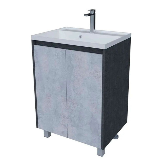 Тумба напольная Axus Джой 60 дверцы цемент под умывальник Слим
