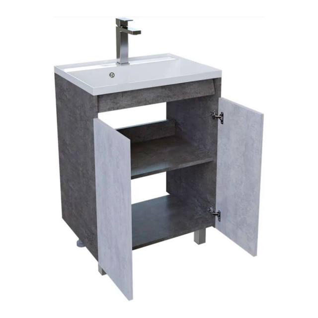 Тумба напольная Axus Джой 60 дверцы цемент под умывальник Слим