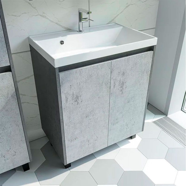 Тумба напольная Axus Джой 60 дверцы цемент под умывальник Слим