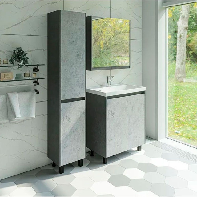 Тумба напольная Axus Джой 60 дверцы цемент под умывальник Слим