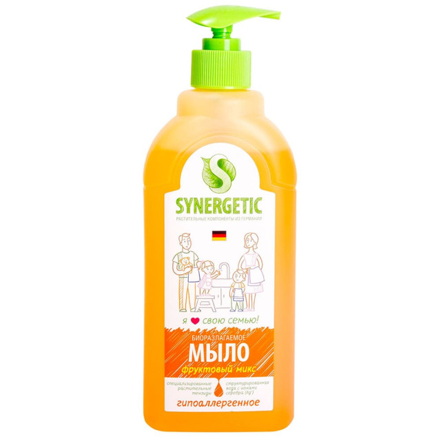 Мыло жидкое Synergetic Фруктовый микс увлажняющее гипоаллергенное 500 мл