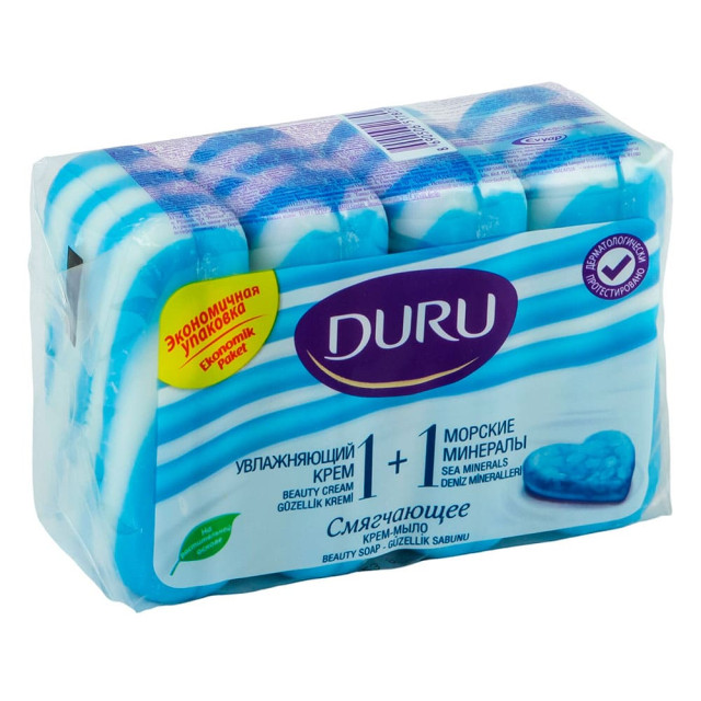 Мыло Duru 1+1 увлажняющий крем & морские минералы 4*80 г