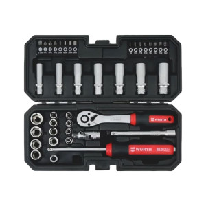 Набор головок + трещотка 1/4 Wurth Red Stripe 40 шт