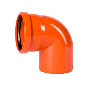 Отвод для наружной канализации 110 мм 90° с кольцом рыжий