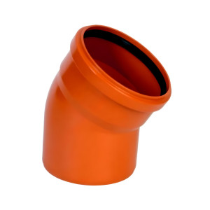 Отвод для наружной канализации МультиМирПласт 110 мм 30° с кольцом рыжий
