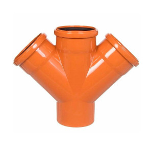Крестовина для наружной канализации Valfex 33110110 110*110*110*110 мм 45° рыжая