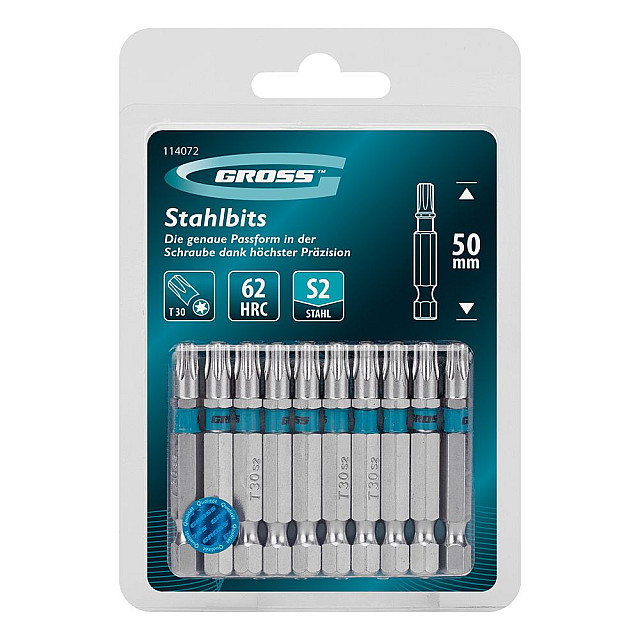 Бита Gross 114072 Torx 30*50 мм сталь S2 10 шт