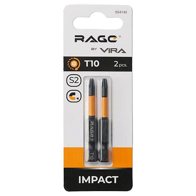 Биты RAGE by VIRA 554145 S2 торсионные TORX T10*50 мм 2 шт