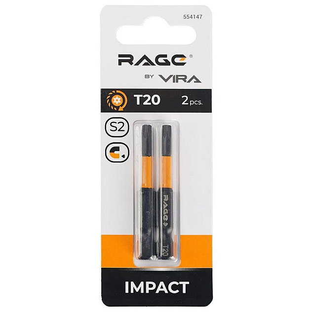 Биты RAGE by VIRA 554147 S2 торсионные TORX T20*50 мм 2 шт