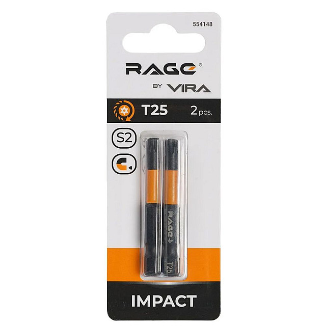 Биты RAGE by VIRA 554148 S2 торсионные TORX T25*50 мм 2 шт