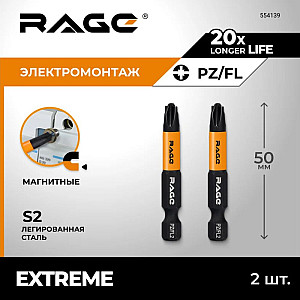 Биты RAGE by VIRA 554139 S2 магнитные PZ/FL2*50 мм 2 шт