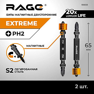 Биты RAGE by VIRA 554233 S2 магнитные двусторонние с ограничителем PH2*65 мм 2 шт