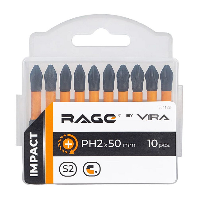Биты RAGE by VIRA 554123 S2 торсионные PH2*50 мм 10 шт