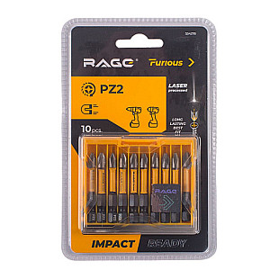 Биты RAGE Furious 554278 S2 торсионные PZ2*50 мм 10 шт