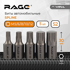 Биты автомобильные RAGE by VIRA 554440 SPLINE М5 6-30 мм 5 шт