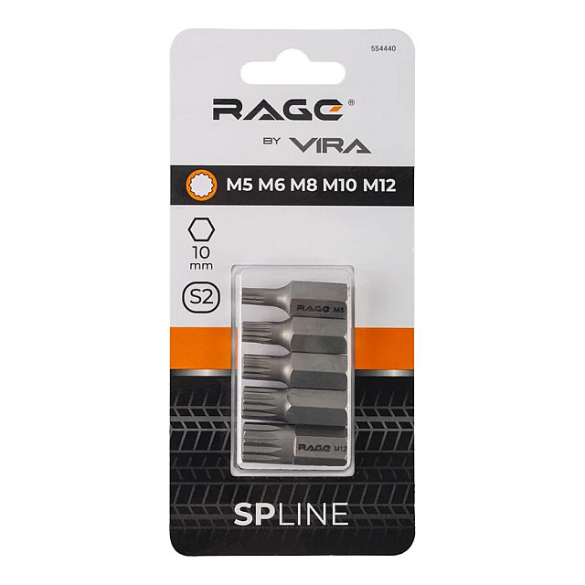 Биты автомобильные RAGE by VIRA 554440 SPLINE М5 6-30 мм 5 шт