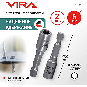 Бита VIRA 554406 для кровельных саморезов 6 мм 2 шт