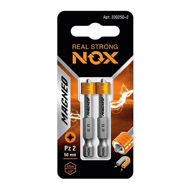 Бита Nox Magneo 330250-2 с магнитной насадкой Е6.3 Pz2 50 мм 2 шт