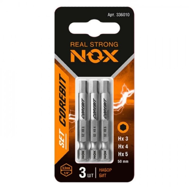 Набор бит Nox Corebit 336010 E6.3 HX3 HX4 HX5 50 мм 3 шт