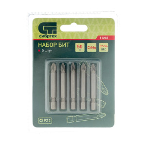 Набор бит Сибртех 11248 PZ2*50 сталь CrMo 5 шт