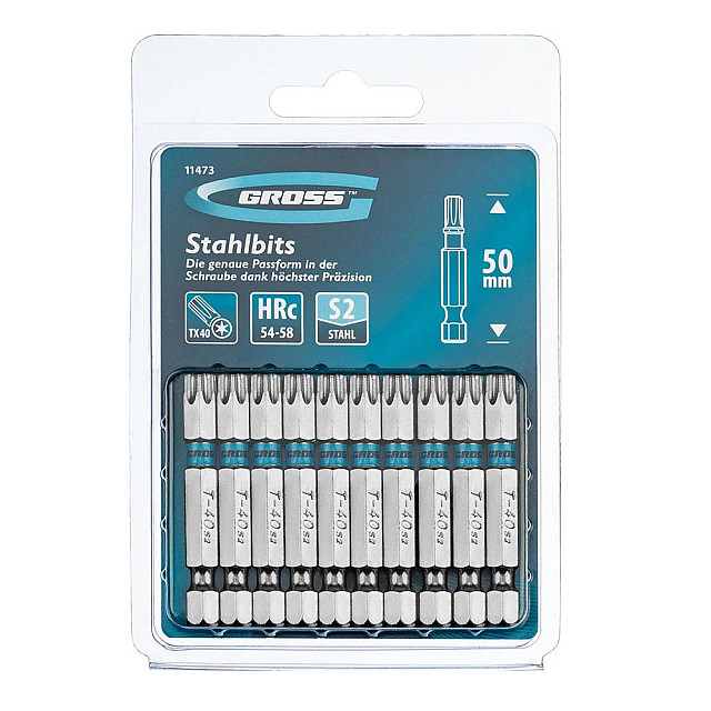 Бита Gross 11473 TORX 40*50 сталь S2 10 шт