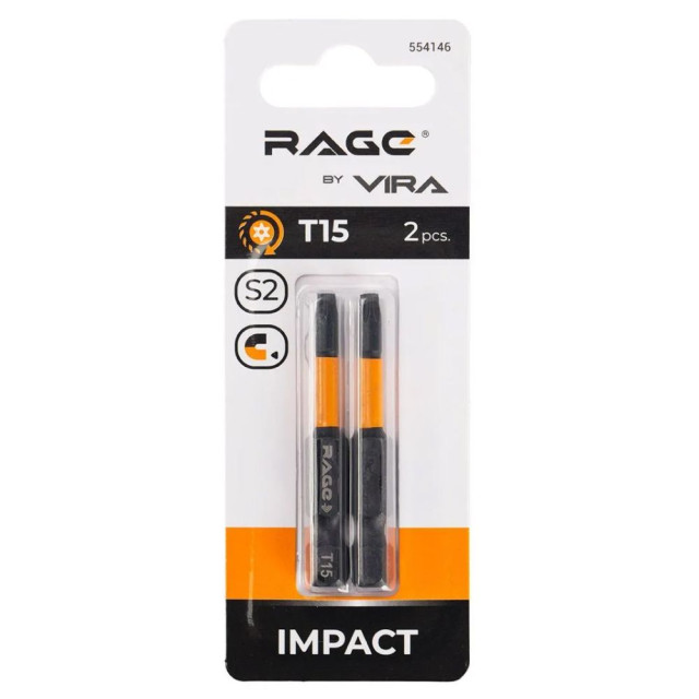 Биты RAGE by VIRA 554146 S2 торсионные TORX T15*50 мм 2 шт