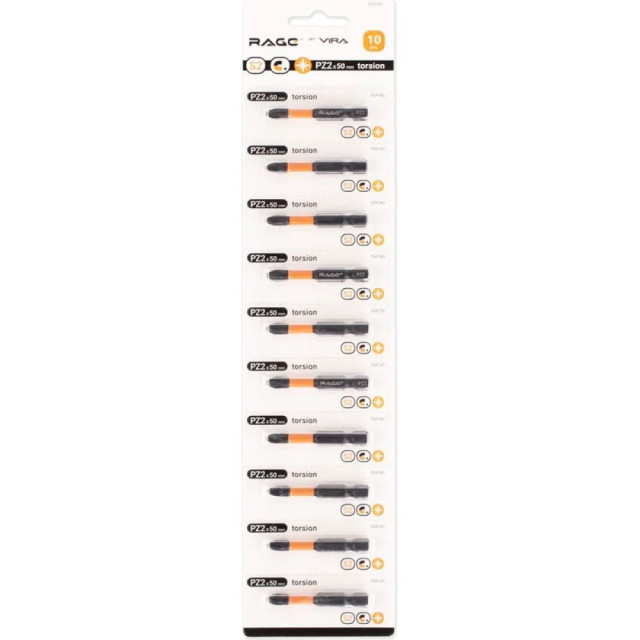 Биты RAGE by VIRA 554160 S2 торсионные PZ2*50 мм 10 шт