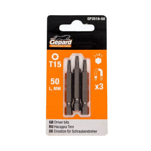 Насадка Gepard GP3518-50 Torx T15 50 мм 3 шт