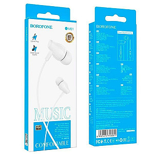 Наушники Borofone BM61 46061 внутриканальные с микрофоном белый 1.2 м