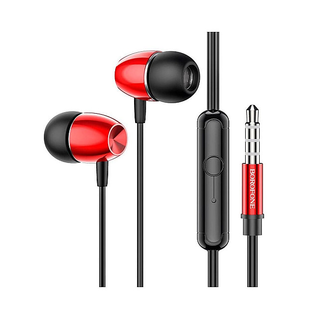 Наушники Borofone BM57 39223 внутриканальные с микрофоном красный 1.2 м