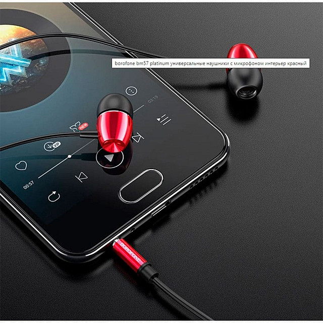 Наушники Borofone BM57 39223 внутриканальные с микрофоном красный 1.2 м