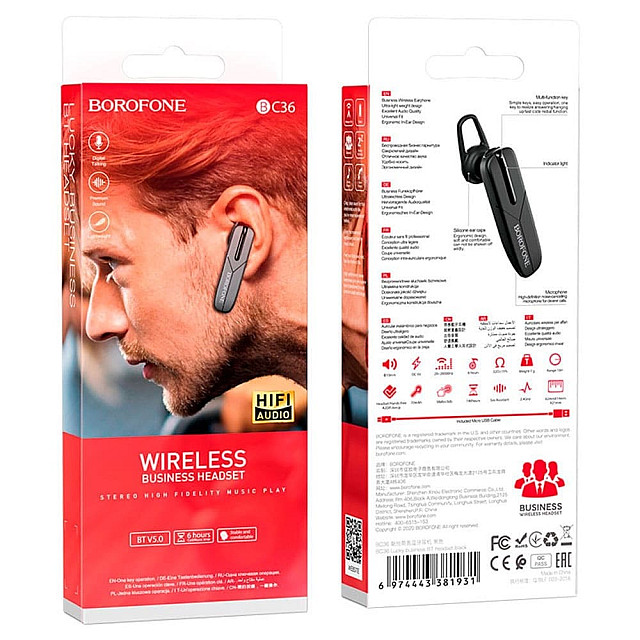 Гарнитура Borofone Bluetooth BC36 81931 беспроводная черный