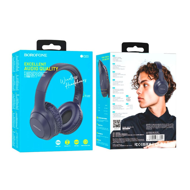 Наушники Borofone BT BO20 87810 полноразмерные с микрофоном синий