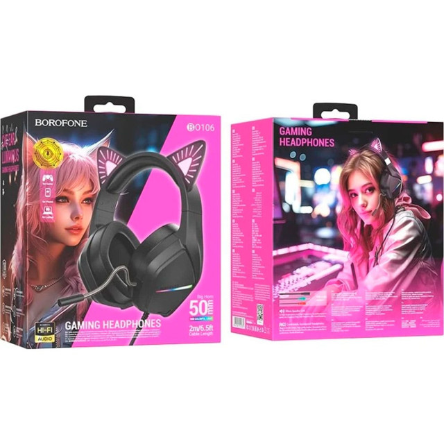 Наушники Borofone BT BO106 O5357 полноразмерные с микрофоном розовый