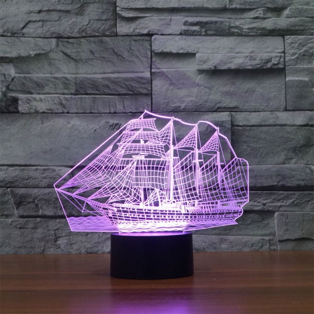 Ночник Camelion NL-404 Корабль LED 3Вт RGB USB 3 АА (в комплект не входят)