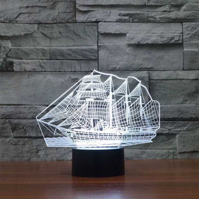 Ночник Camelion NL-404 Корабль LED 3Вт RGB USB 3 АА (в комплект не входят)