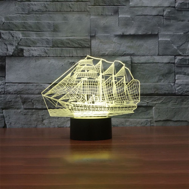 Ночник Camelion NL-404 Корабль LED 3Вт RGB USB 3 АА (в комплект не входят)